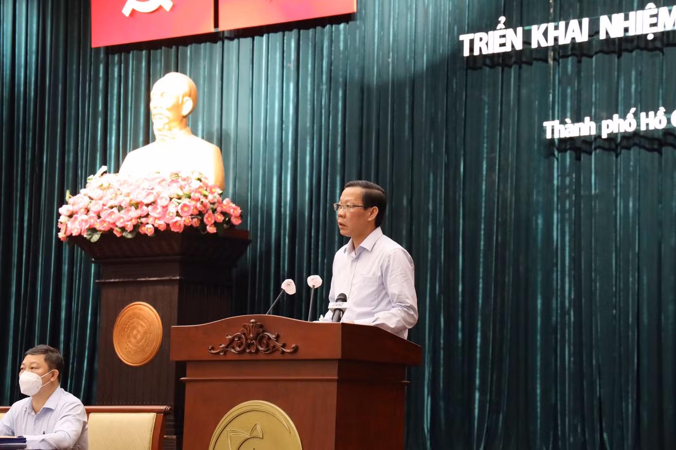 Chủ tịch UBND TPHCM Phan Văn Mãi phát biểu tại hội nghị