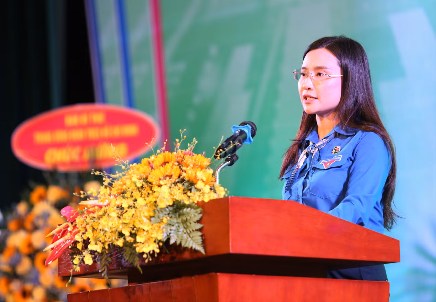 Bí thư T.Ư Đoàn Nguyễn Phạm Duy Trang phát biểu tại buổi lễ. Ảnh: Ngô Tùng