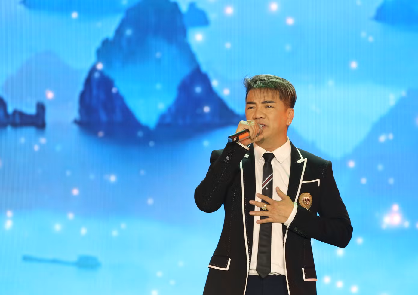 Giới thiệu và chia sẻ với khán giả, Mr. Đàm cho biết anh là ca sĩ duy nhất thắng giải Mai Vàng bằng dòng nhạc xưa với ca khúc Biển tình trước khi thể hiện nhạc phẩm này.