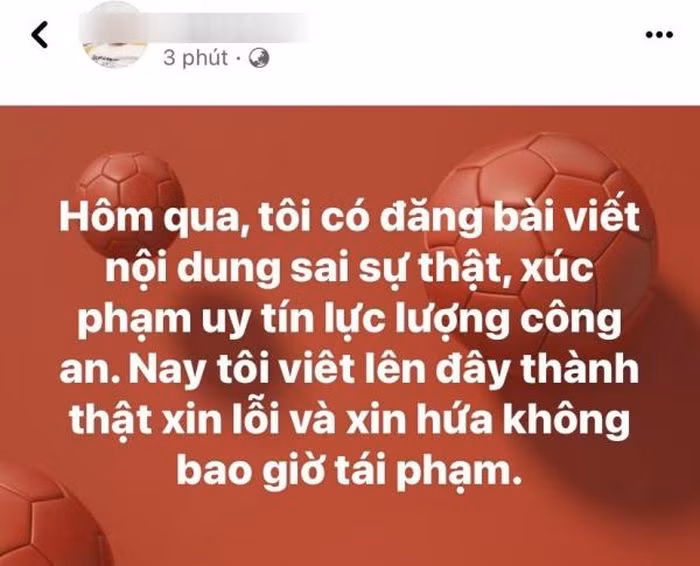 Sau khi bị xử phạt, anh T. đã gỡ bỏ thông tin đăng sai sự thật và đăng nội dung đính chính, xin lỗi.