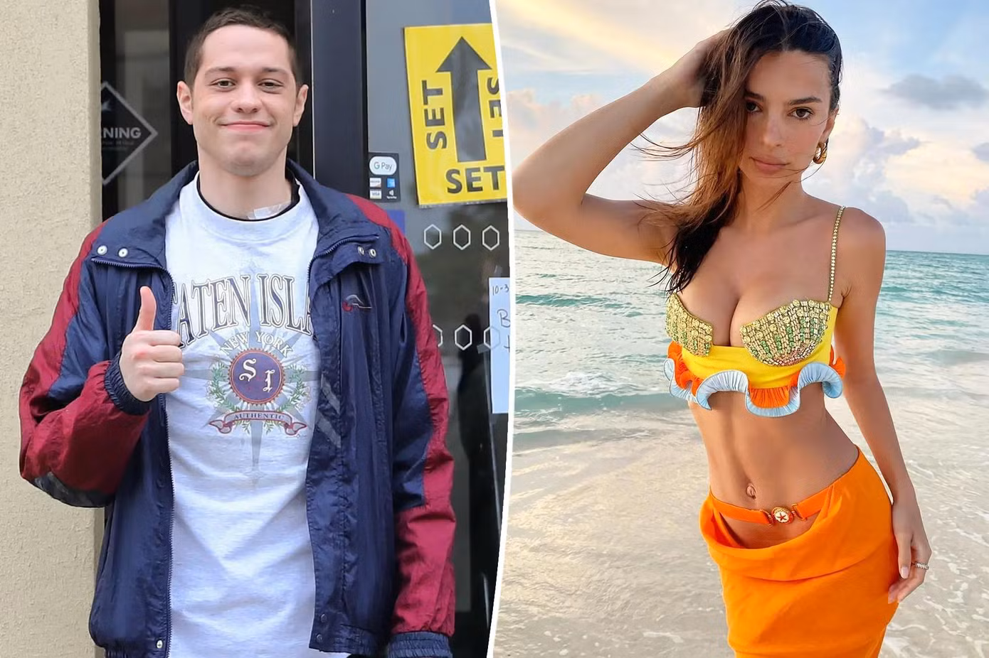 Pete Davidson hẹn hò Emily Ratajkowski được vài tháng. Ảnh: Page Six.
