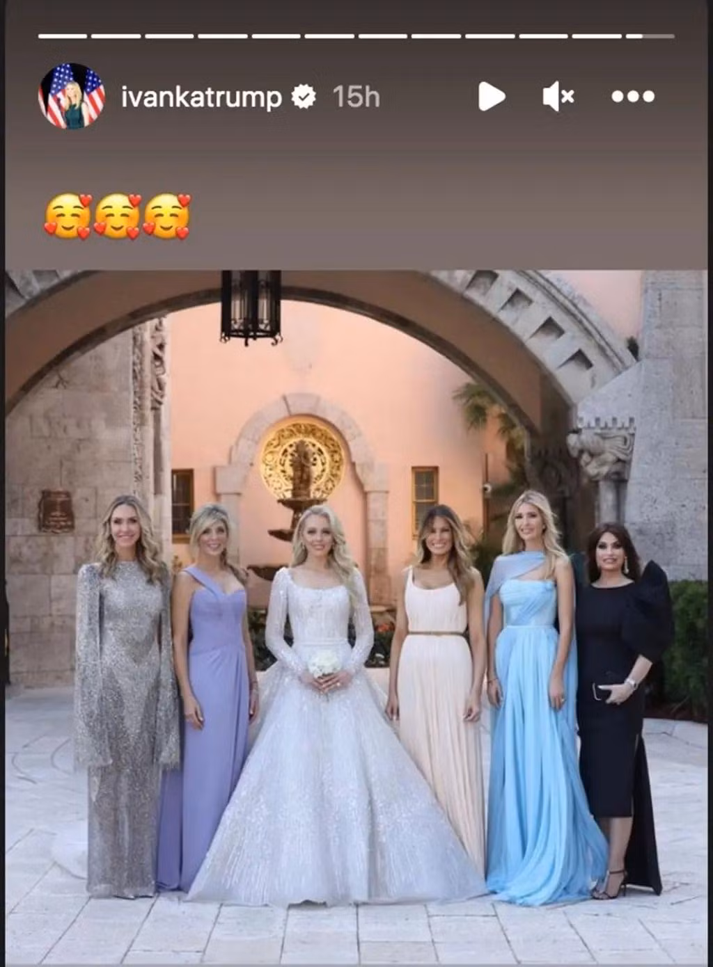 Ivanka bác bỏ tin đồn mâu thuẫn với chị dâu tương lai bằng cách đăng ảnh đầy đủ trên Instagram Story. Ảnh: Instagram Story.