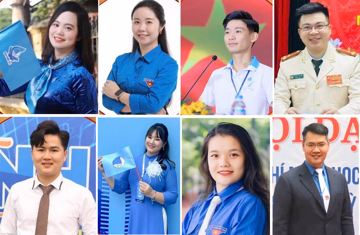 8 trong số 91 gương sẽ được tuyên dương Đảng viên trẻ Thủ đô tiêu biểu năm 2024: Nguyễn Thị Thanh Tâm, Hoàng Minh Hằng, Nguyễn Mậu Thành, Lương Công Việt, Vũ Đức Thắng, Nguyễn Phương Ngọc, Nguyễn Thị Lam Anh, An Thành Phương (từ trái sang phải, từ trên xuống dưới).