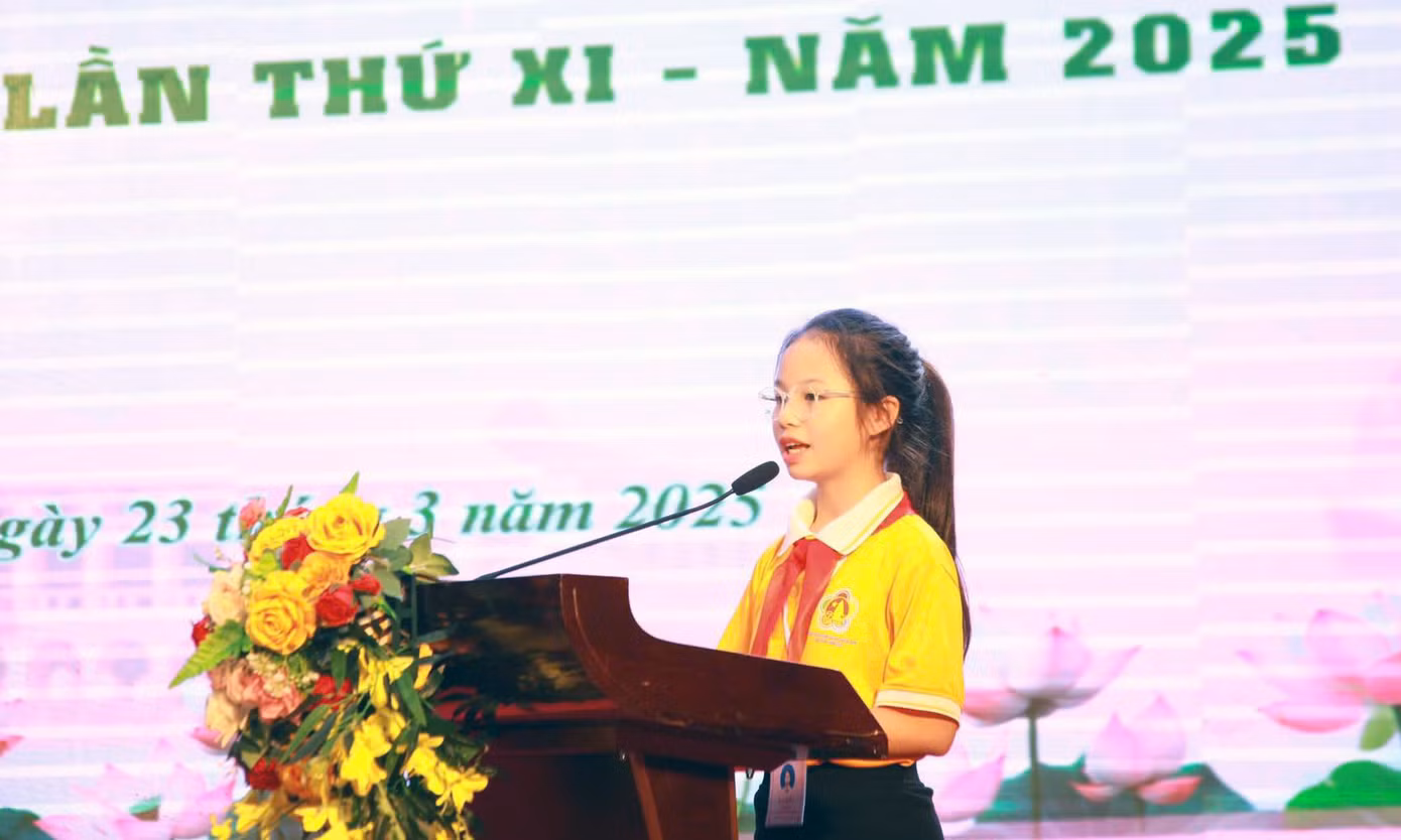 Đại biểu Nguyễn Phương Thảo phát biểu tại Đại hội. Ảnh: BTC