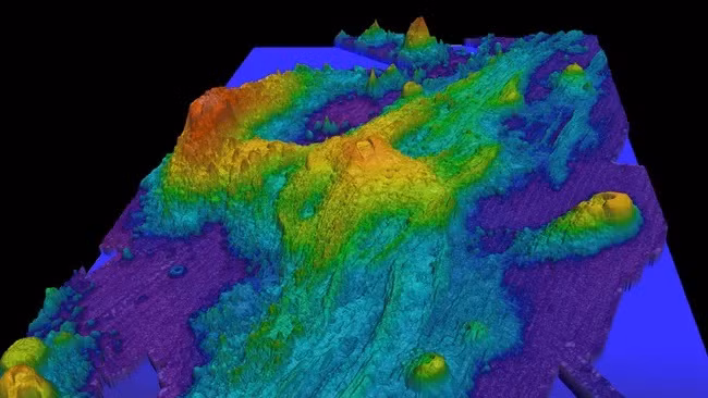 Bản đồ đo độ sâu của núi lửa Axial. (Ảnh: NOAA)