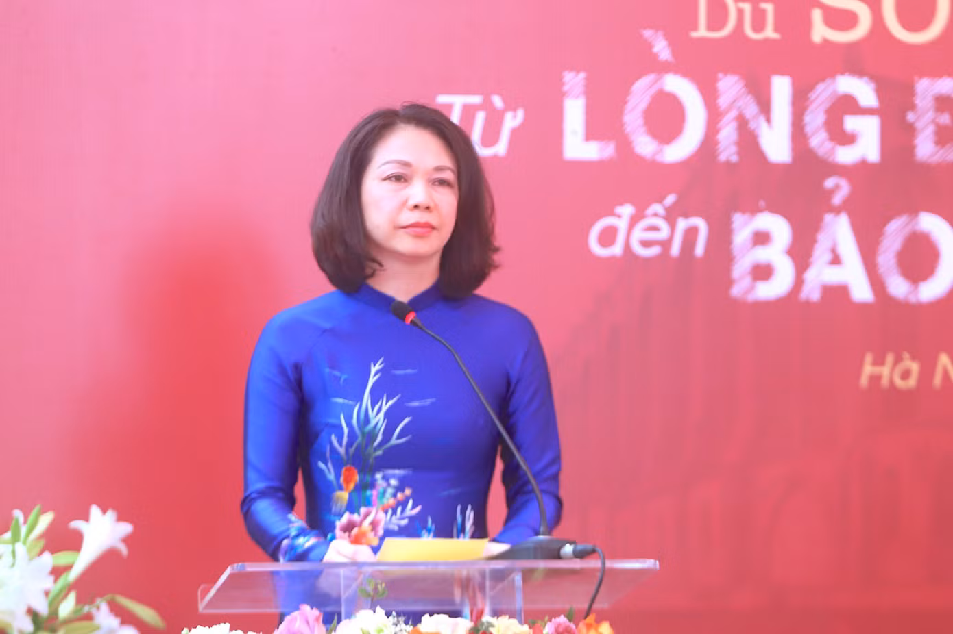 Phó Chủ tịch UBND thành phố Hà Nội phát biểu khai mạc trưng bày Từ lòng đất đến bảo tàng: Hành trình của hiện vật. Ảnh: Minh An.