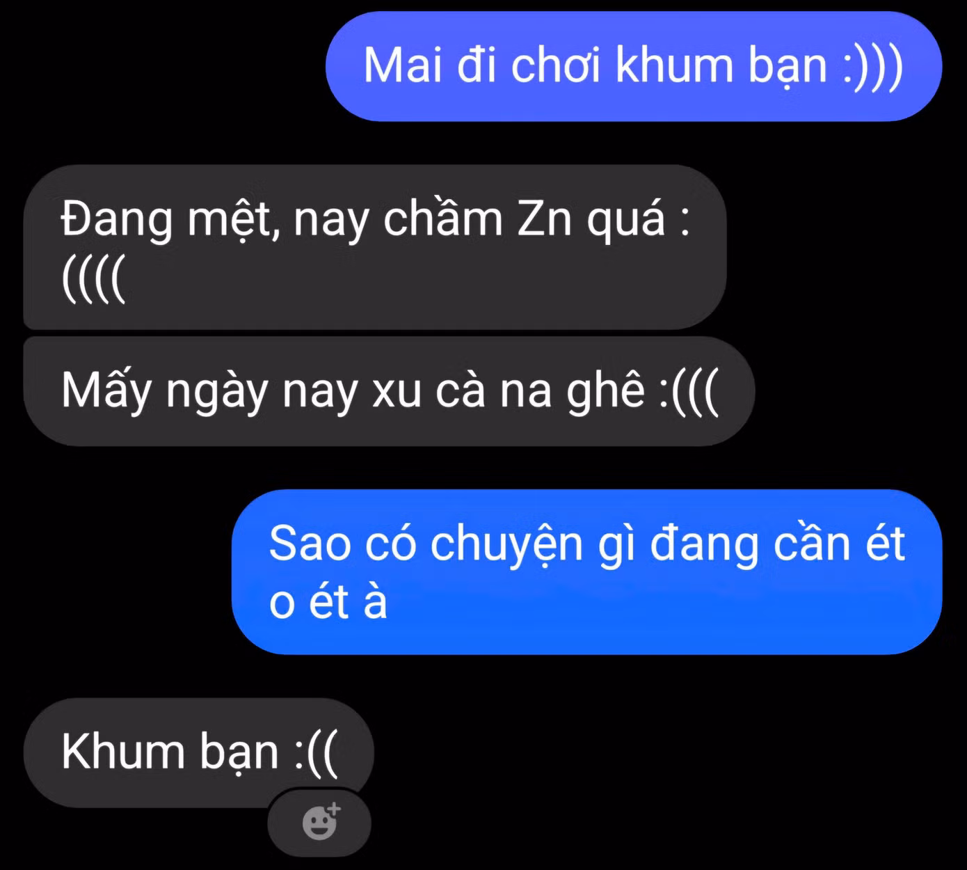 Một đoạn chát của các bạn trẻ sử dụng tiếng lóng. (Ảnh chụp màn hình)