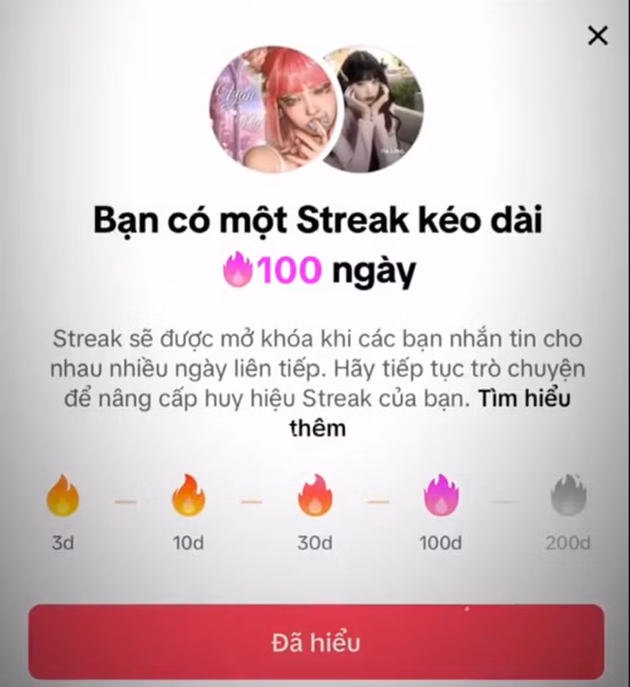 TikTok rộ lên trào lưu ăn mừng giữ chuỗi dài giữa bạn bè. (Ảnh chụp màn hình)