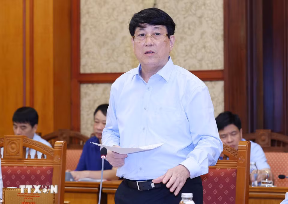 Thường trực Ban Bí thư Lương Cường phát biểu tại hội nghị. Ảnh: TTXVN