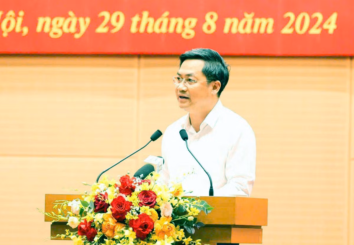 Phó Chủ tịch UBND thành phố Hà Nội Hà Minh Hải phát biểu tại hội nghị. Ảnh: PV.