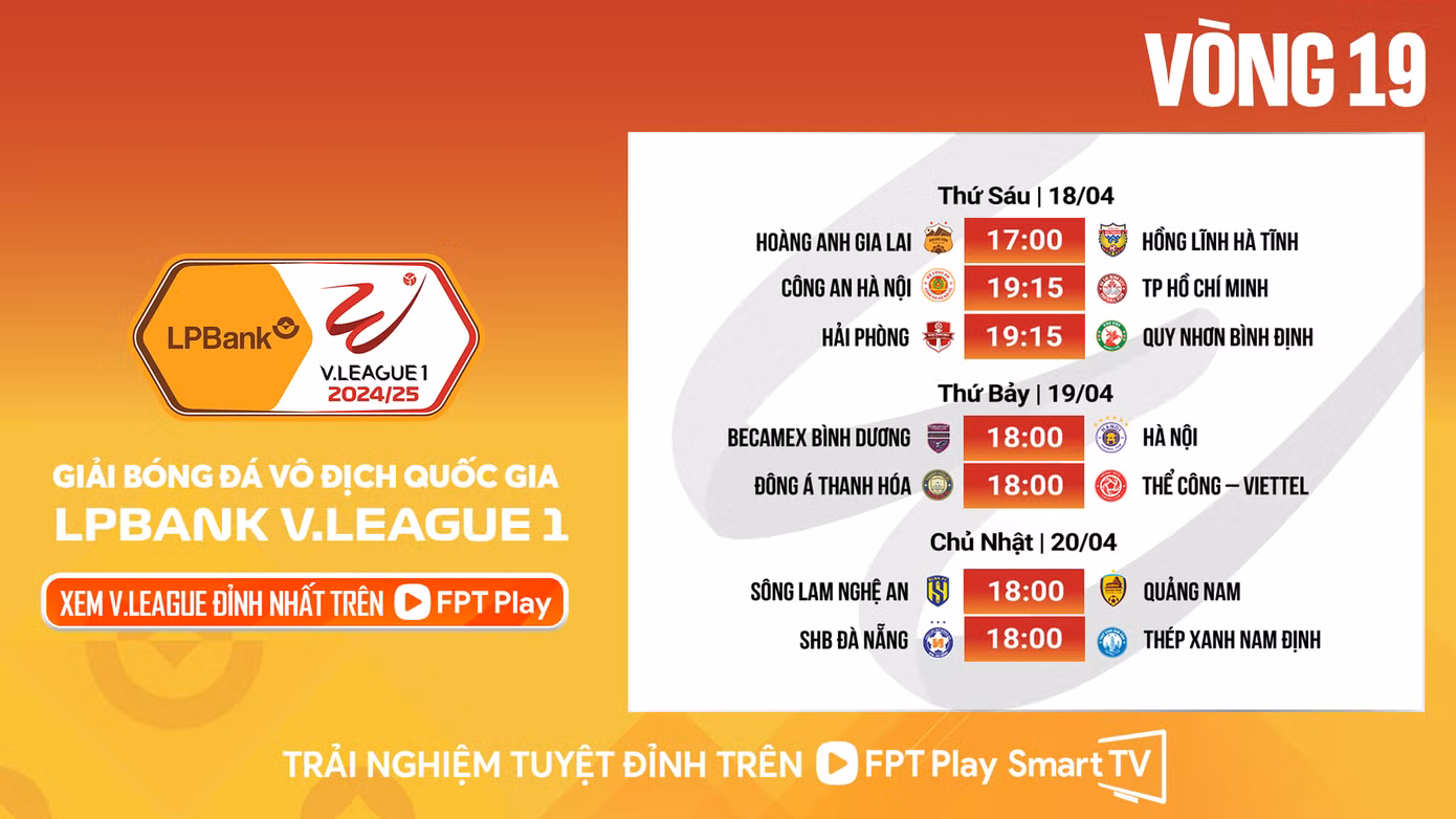 Các trận đấu vòng 19 V.League 2024/25.