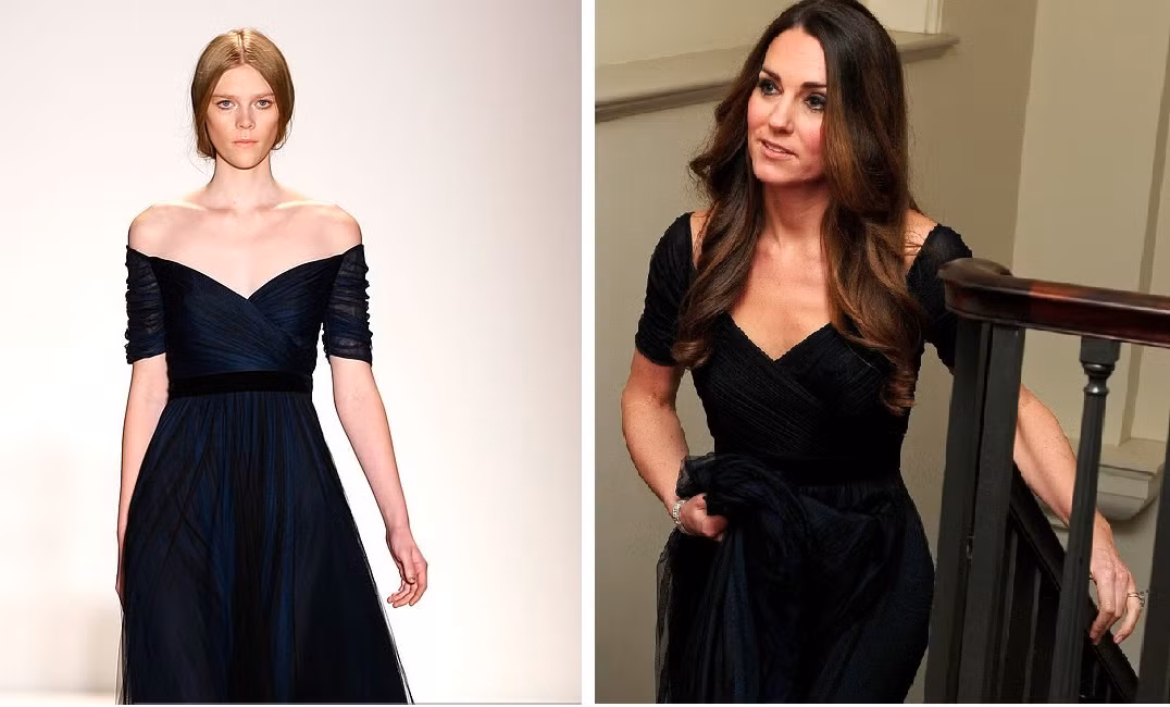 Ban đầu, nó có thiết kế hở vai khá gợi cảm nhưng Kate Middleton đã thay đổi nhẹ.
