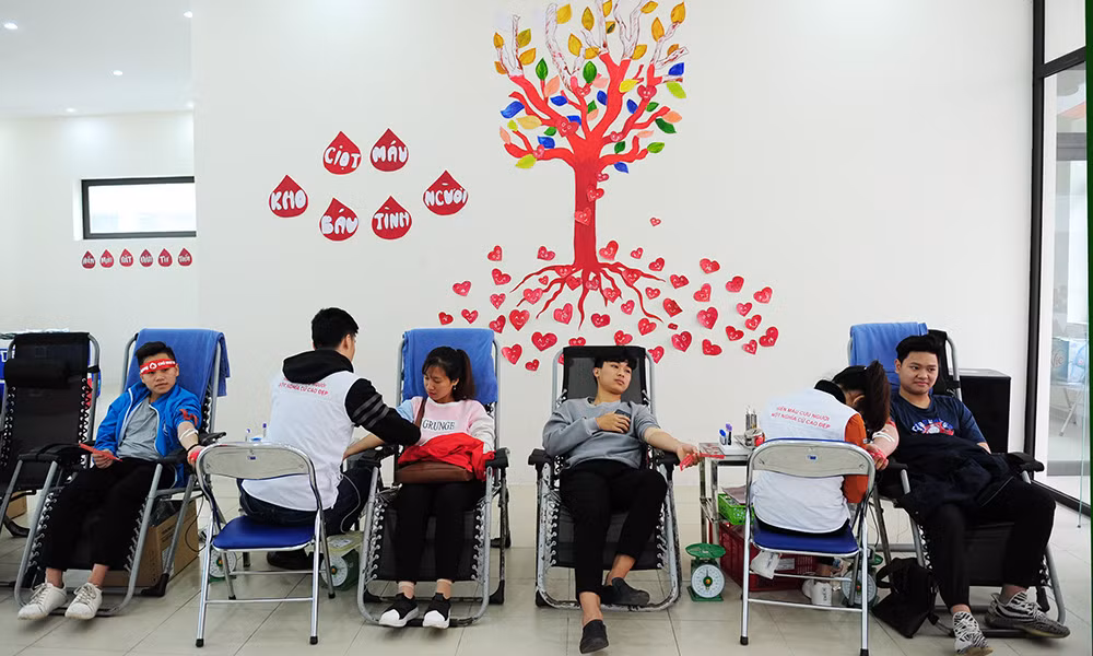 Áo lính hiến giọt máu hồng ảnh 4