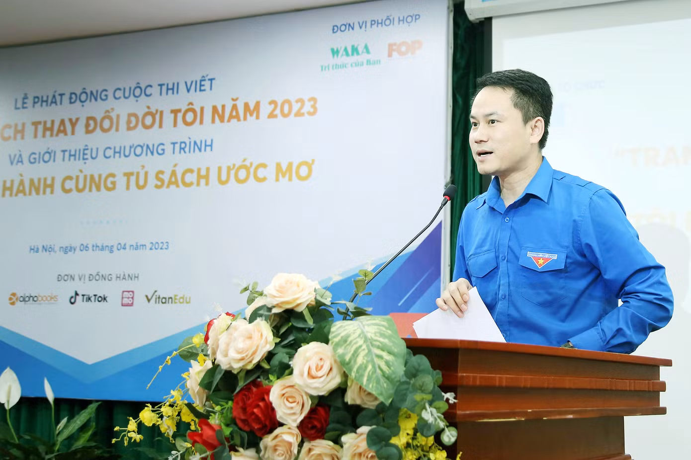 Anh Nguyễn Kim Quy - Phó Chủ tịch T.Ư Hội LHTN Việt Nam phát biểu tại chương trình.