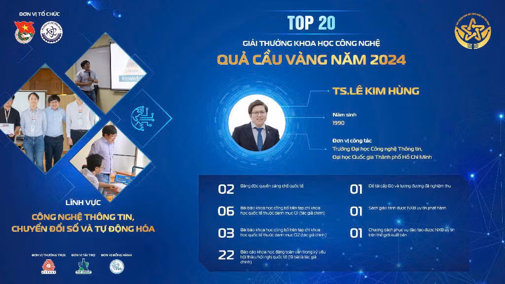 TS. Lê Kim Hùng nổi bật với nghiên cứu thuật toán lấy mẫu thích ứng cho thiết bị Internet vạn vật quy mô lớn.