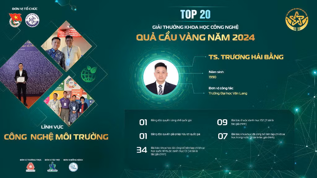 Trong khi TS. Trương Hải Bằng đóng góp vào xử lý nước mặt thông qua công nghệ hấp thụ ánh sáng và tạo ra các gốc tự do để phân hủy chất hữu cơ.