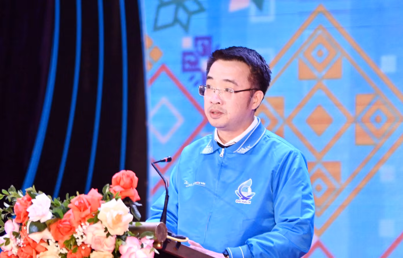Anh Nguyễn Tường Lâm - Bí thư T.Ư Đoàn, Chủ tịch T.Ư Hội LHTN Việt Nam phát biểu tại chương trình.