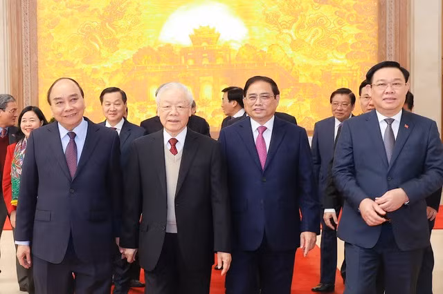 Lãnh đạo Đảng, Nhà nước, Chính phủ và Quốc hội tại hội nghị. Ảnh: Nhật Bắc Lãnh đạo Đảng, Nhà nước, Chính phủ và Quốc hội tại hội nghị. Ảnh: Nhật Bắc