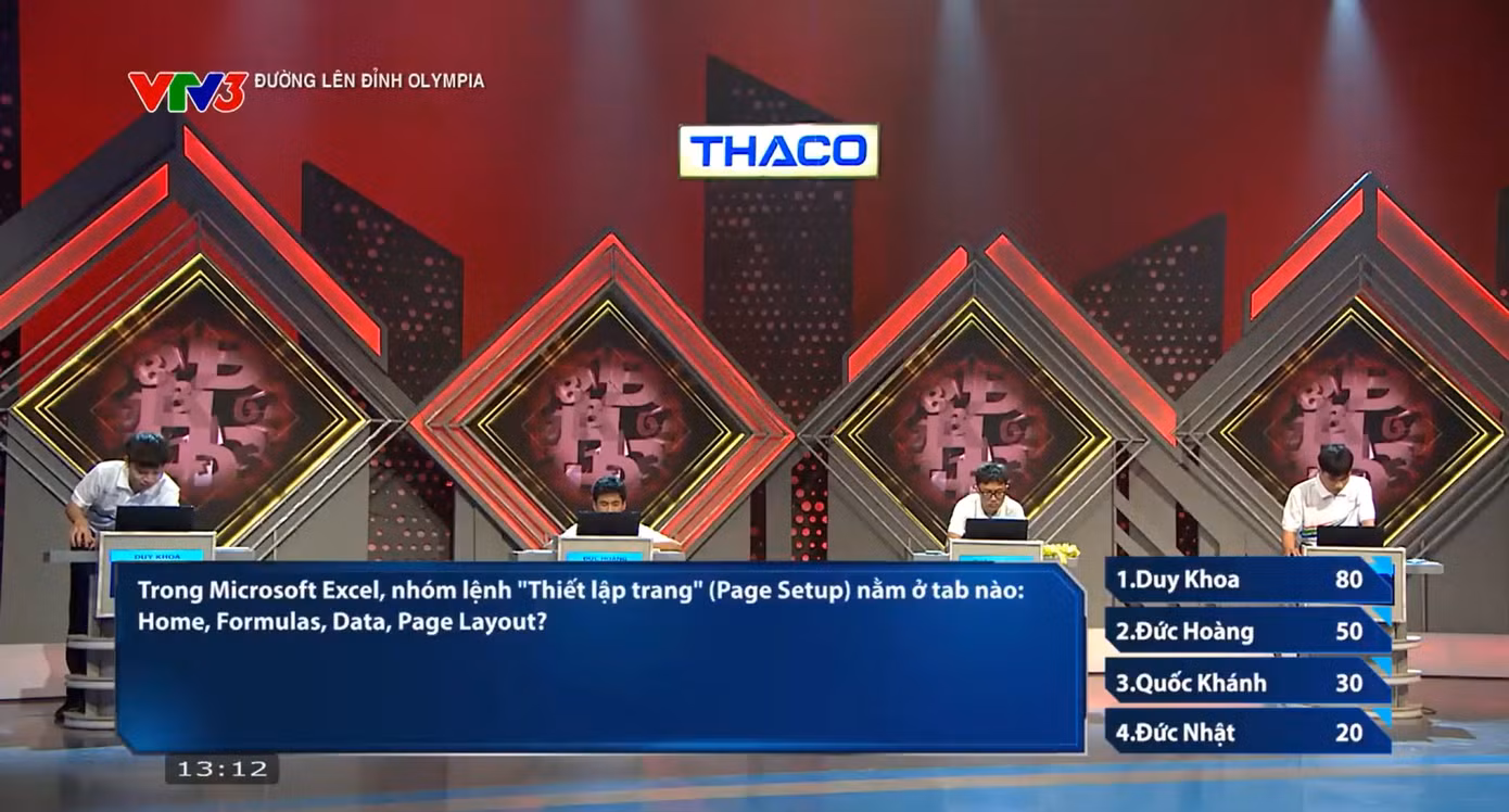 Các thí sinh ở phần thi Khởi động.