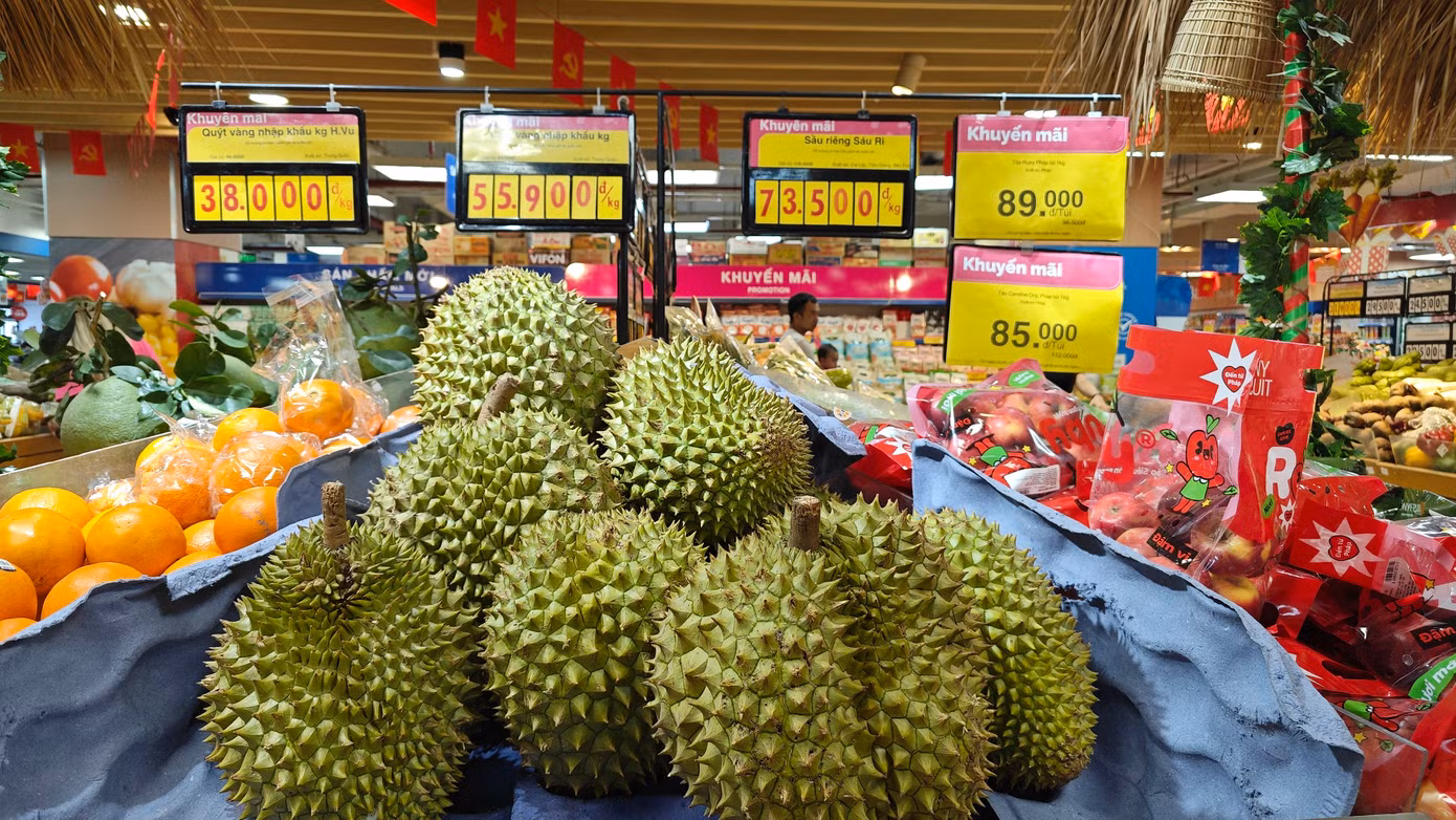 Sầu riêng Tiền Giang, Bến Tre có giá 73.500 đồng/kg.
