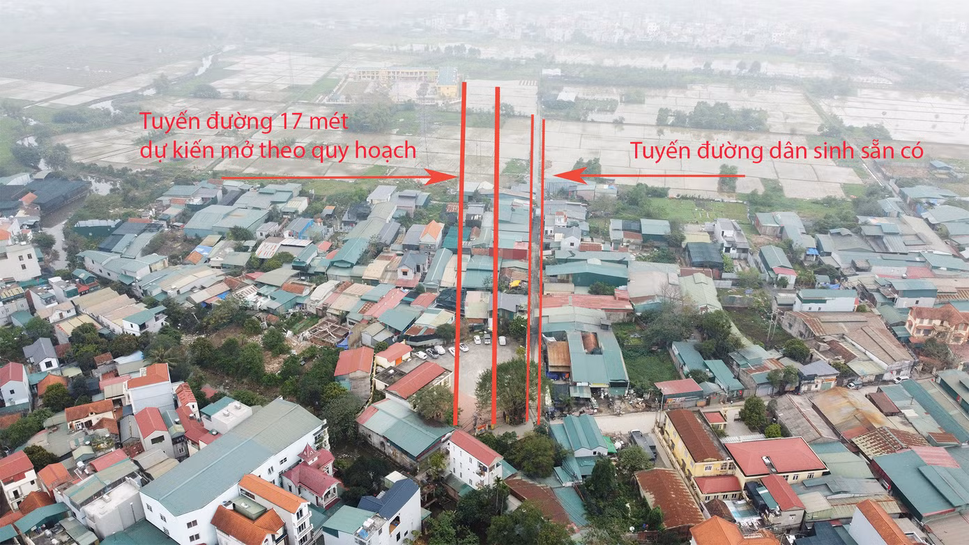 Đường quy hoạch dự kiến cách con đường dân sinh cũ khoảng 7m