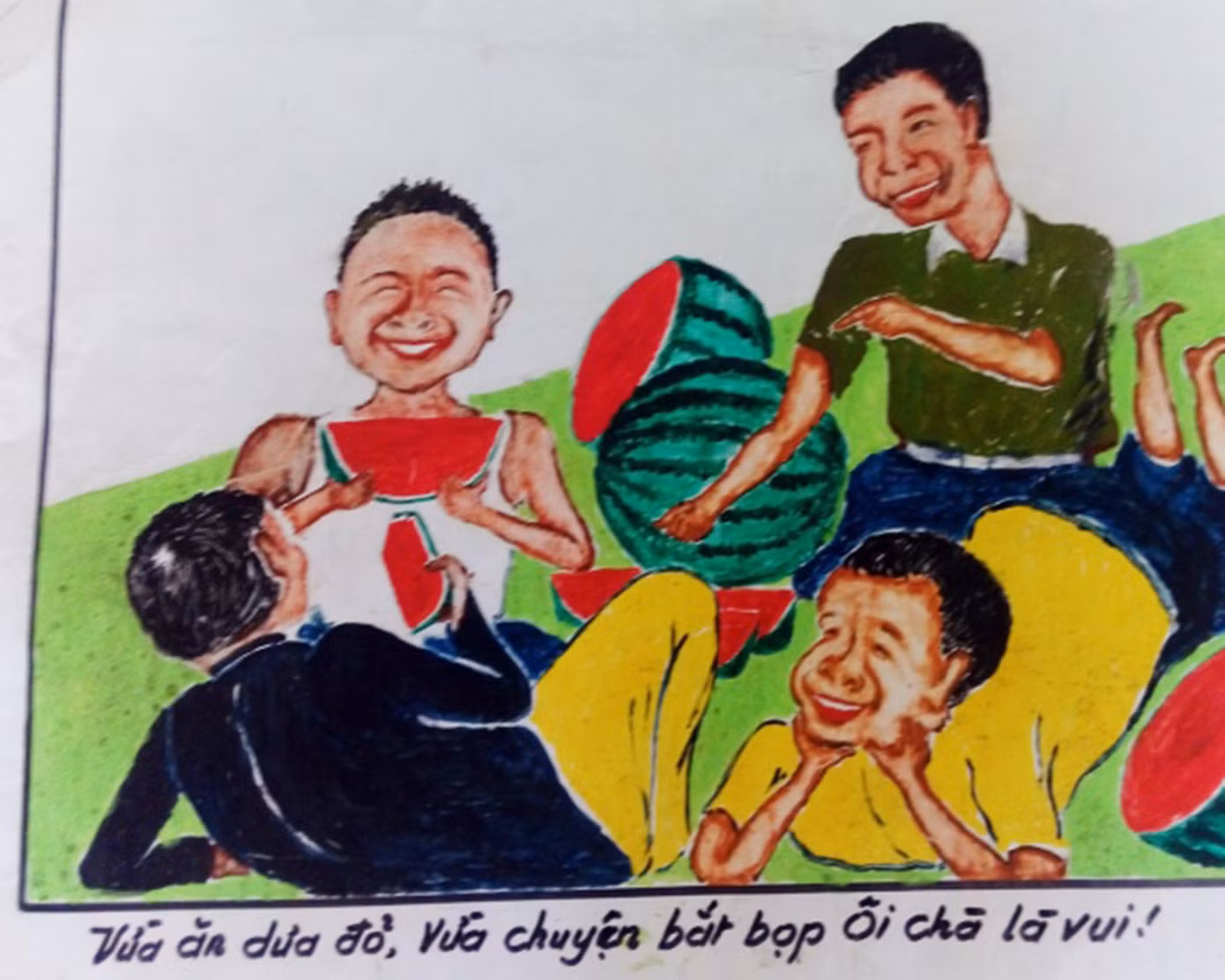 Tranh vẽ minh họa chuyện trạng Vĩnh Hoàng của nghệ nhân Trần Hữu Chút. Ảnh: PXD