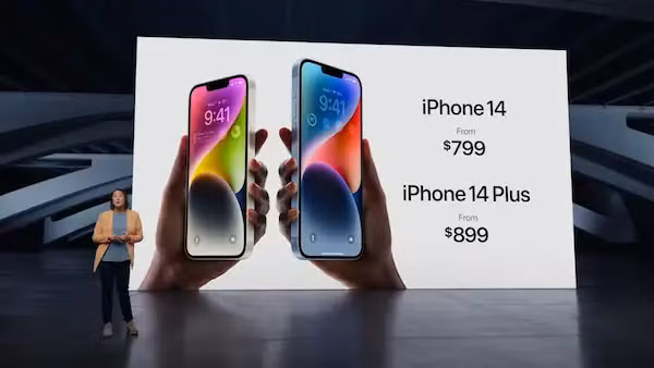 iPhone 14 có giá từ 799 USD, iPhone 14 Plus có giá từ 899 USD. Ảnh: News18. iPhone 14 có giá từ 799 USD, iPhone 14 Plus có giá từ 899 USD. Ảnh: News18.