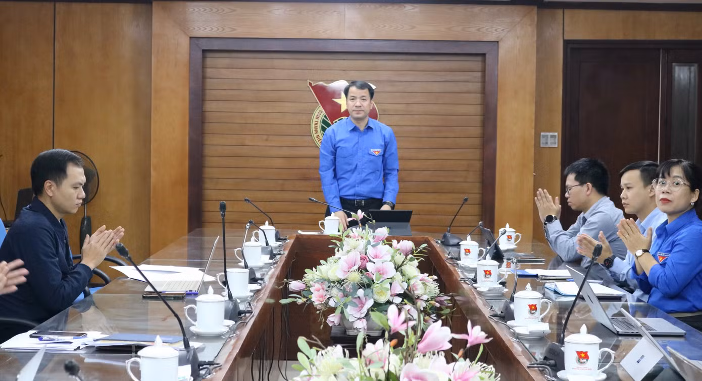 Bí thư Trung ương Đoàn - Ngô Văn Cương phát biểu tại hội nghị.