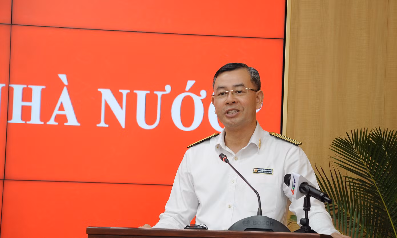 Tổng KTNN - Ngô Văn Tuấn phát biểu tại hội nghị. Ảnh: CK