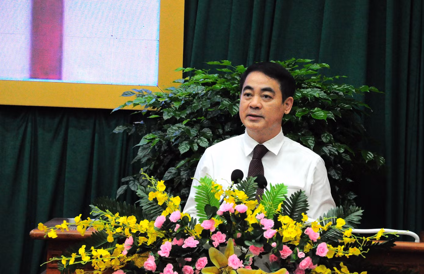 Bí thư Tỉnh ủy Hậu Giang Nghiêm Xuân Thành phát biểu tại hội nghị. Ảnh: CK.