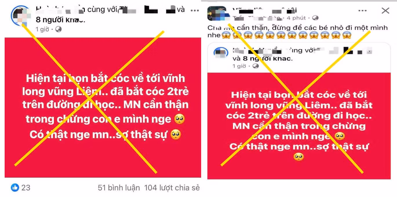 Thông tin sai sự thật đăng trên mạng xã hội.