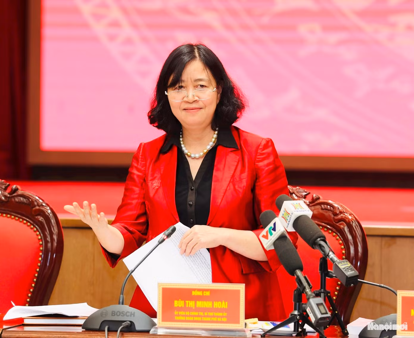 Bí thư Thành uỷ Hà Nội Bùi Thị Minh Hoài. Ảnh: Viết Thành.