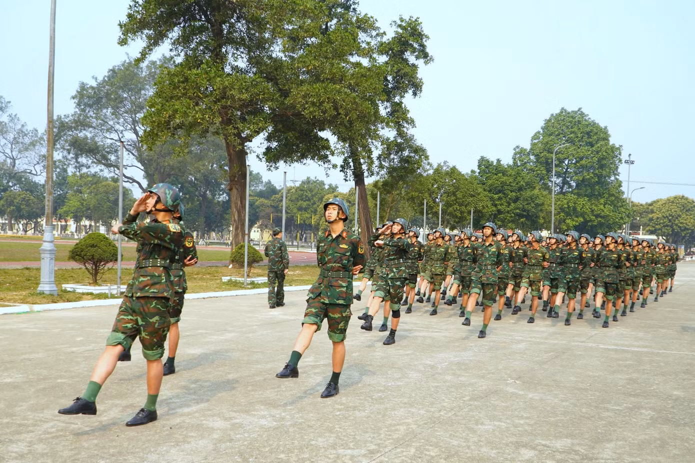73 cán bộ, giảng viên, học viên tham gia khối duyệt binh đã miệt mài tập luyện từ tháng 3/2025, trong thời tiết nắng nóng, mưa gió. Ảnh: Trọng Đức