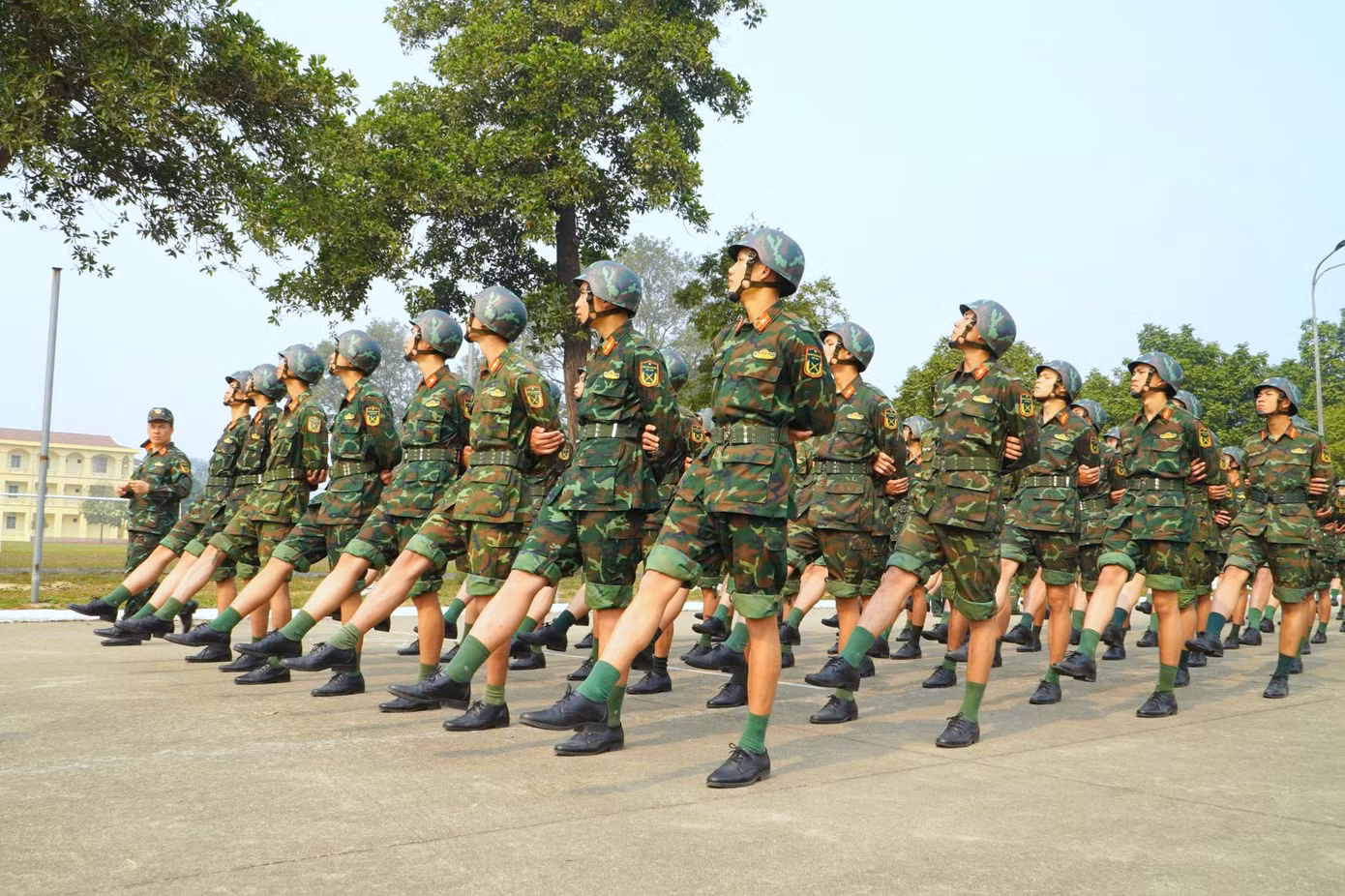 73 cán bộ, giảng viên, học viên tham gia khối duyệt binh đã miệt mài tập luyện từ tháng 3/2025, trong thời tiết nắng nóng, mưa gió. Ảnh: Trọng Đức