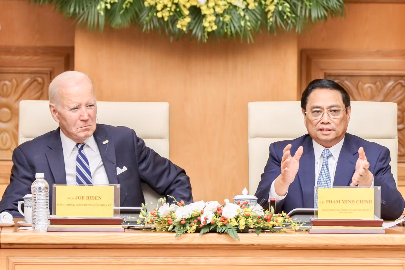 Thủ tướng Phạm Minh Chính và Tổng thống Joe Biden dự Hội nghị cấp cao Việt - Mỹ về đầu tư và đổi mới sáng tạo (ảnh: Nhật Minh).