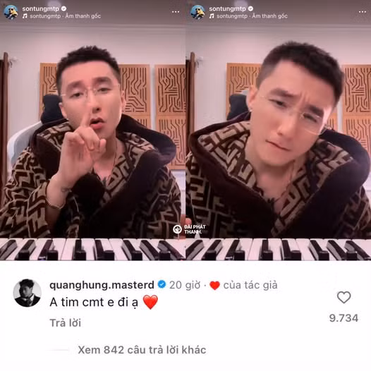 Quang Hùng mong chờ được Sơn Tùng thả tim bình luận.