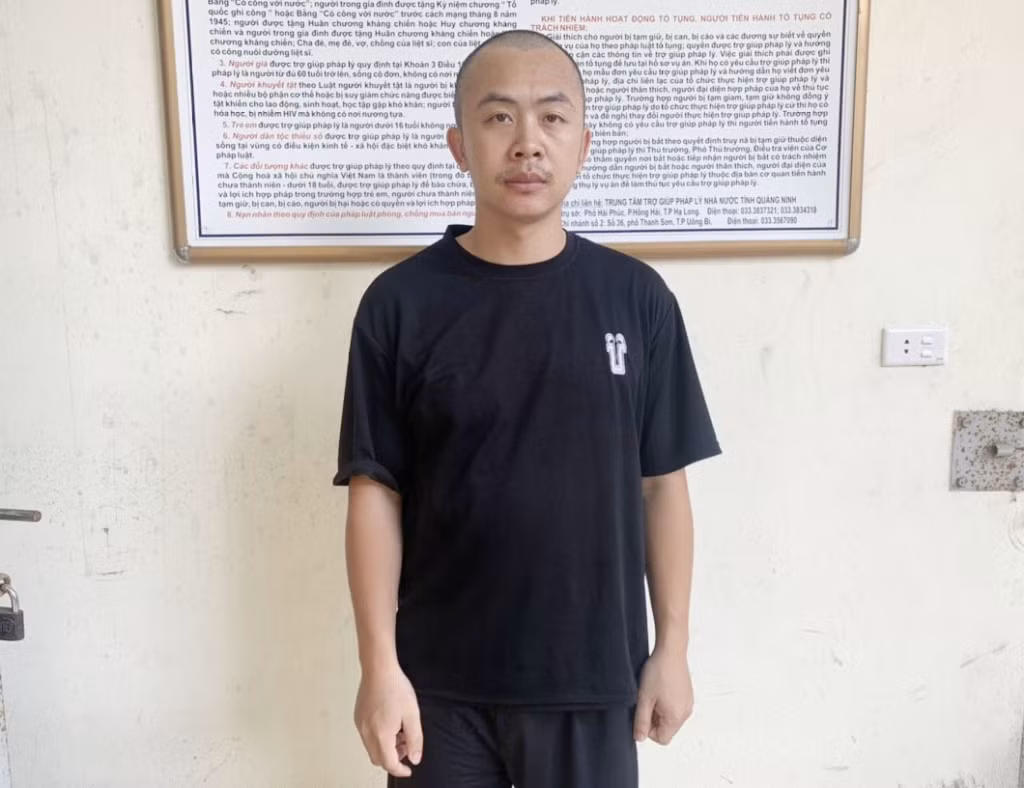 Đối tượng Đặng Việt Anh tại cơ quan Công an.