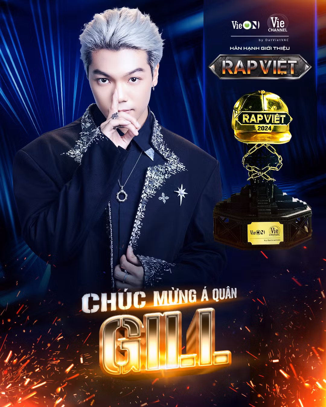 GILL đạt giải Á quân sau khi đã lỡ hẹn với trận Chung kết vào Rap Việt mùa 1.