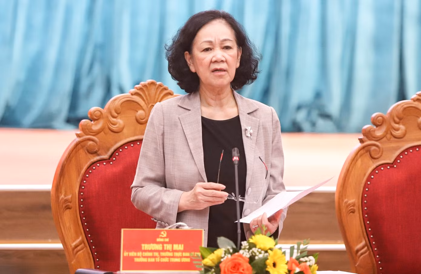 Thường trực Ban Bí thư, Trưởng ban Ban Tổ chức Trung ương Trương Thị Mai, phát biểu chỉ đạo. Ảnh: TT