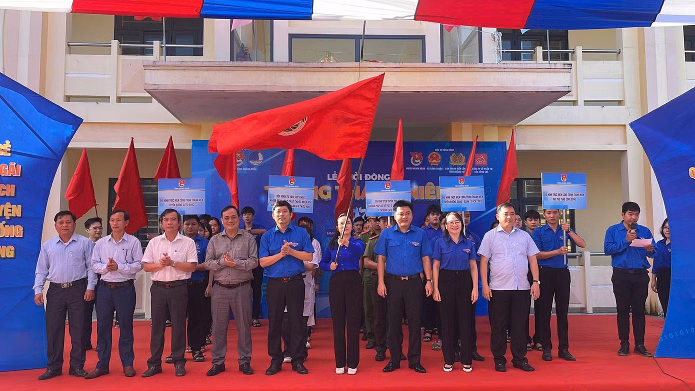 Lễ khởi động Tháng Thanh niên năm 2025 của tuổi trẻ Quảng Ngãi. Ảnh: Nguyễn Ngọc