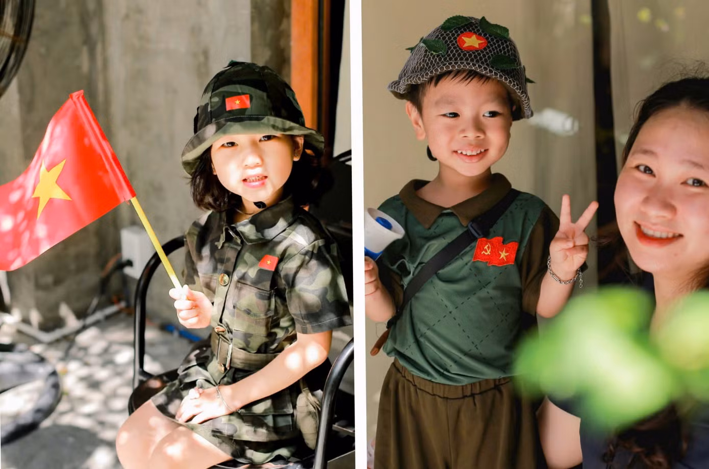 Theo chia sẻ của các phụ huynh, những hình ảnh này sẽ là kỷ niệm quý giá khi con lớn lên – vừa thể hiện niềm tự hào dân tộc, vừa là cách để con cảm nhận được tình yêu quê hương từ những điều rất giản dị, gần gũi. Ảnh: Phượng Phan