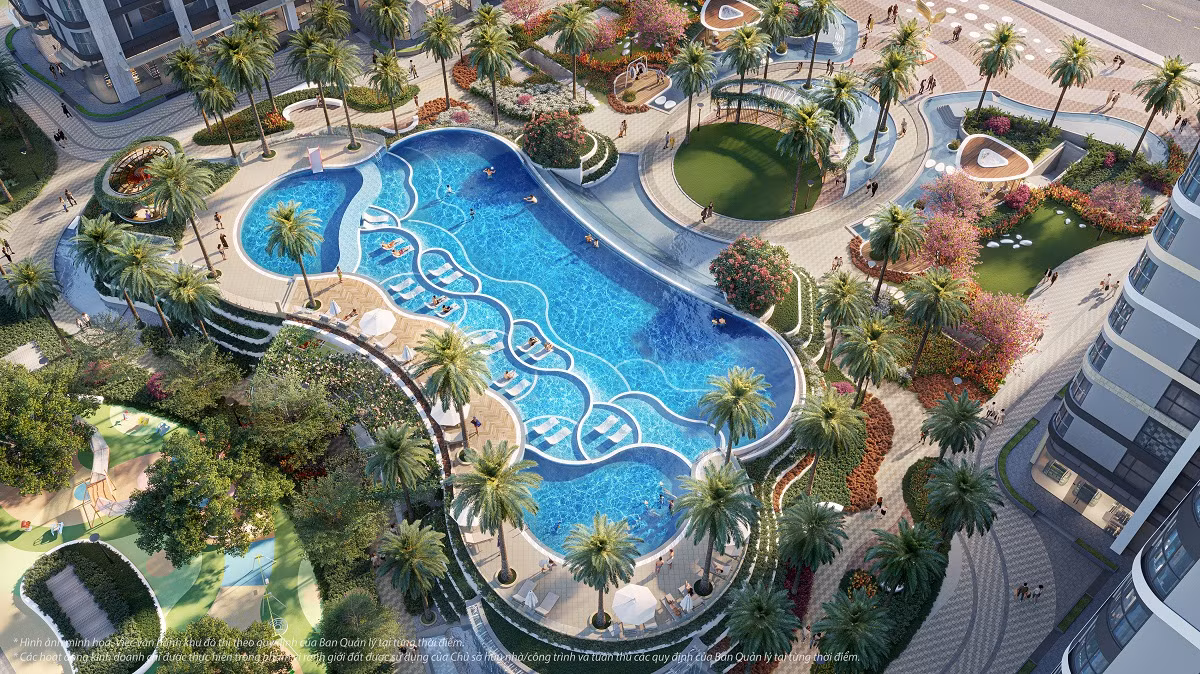 The Opus One là dự án duy nhất sở hữu hồ bơi vô cực 3 tầng và pool-bar lần đầu tiên xuất hiện tại đại đô thị Vinhomes Grand Park