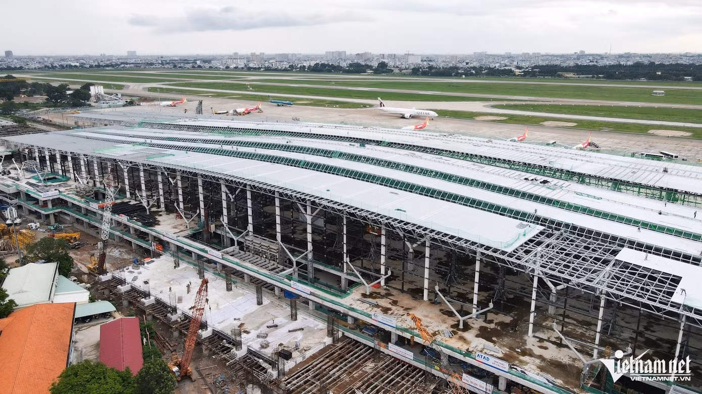 Đến nay nhà ga T3 Tân Sơn Nhất đã đạt 70% tổng khối lượng Ảnh: T.K