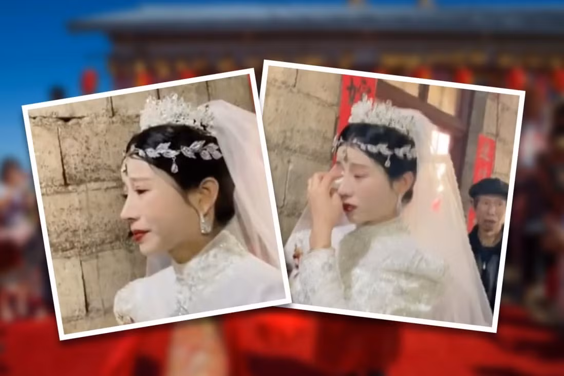 Yan suy sụp trong ngày cưới, thừa nhận không yêu chồng tương lai, cưới chỉ để bố mẹ, họ hàng thôi trách mắng. Ảnh: SCMP.