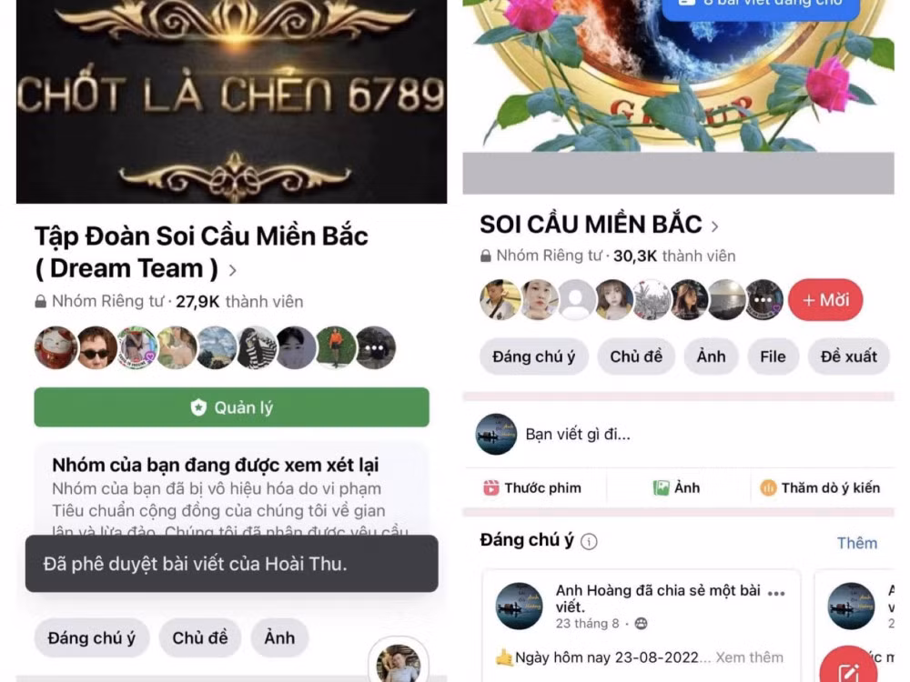 Nhóm về số lô, số đề trên mạng xã hội do Dũng và Hoàng thành lập và quản lý.
