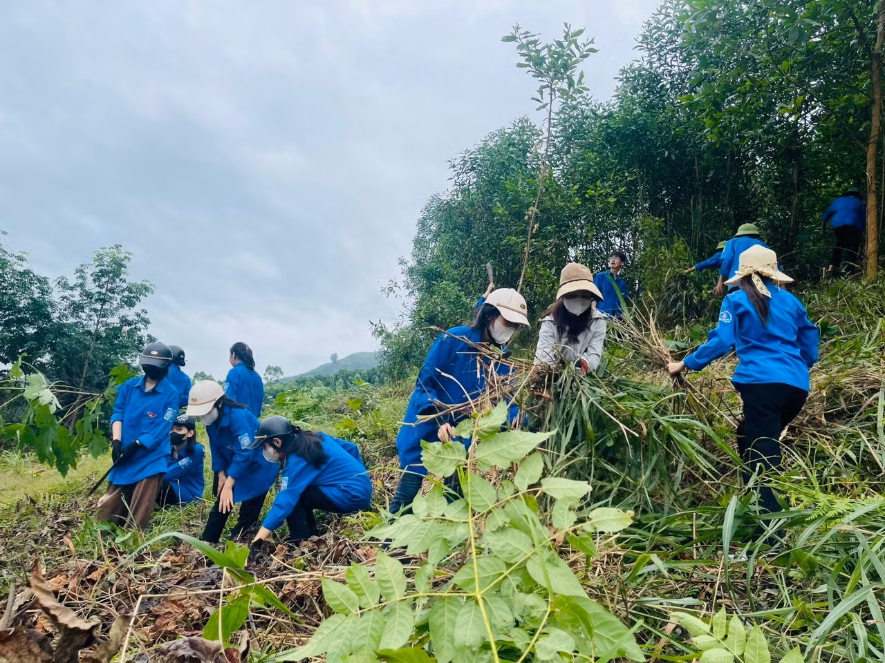 Đoàn viên thanh niên huyện Thạch Hà đã cùng ra quân hỗ trợ giải toả mặt bằng dự án đường điện 500kW.