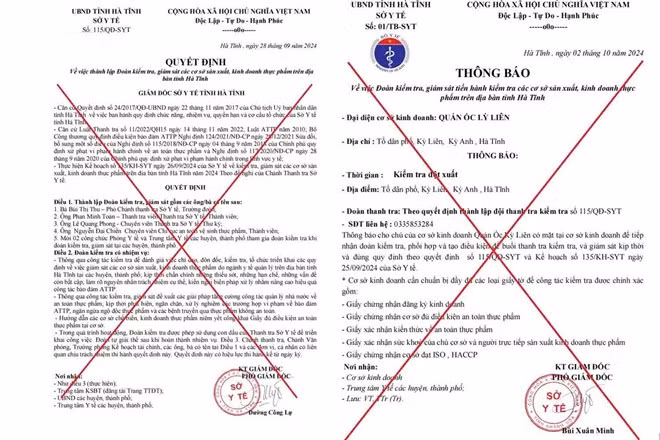 2 văn bản giả mạo mà Sở Y tế Hà Tĩnh vừa phát hiện.