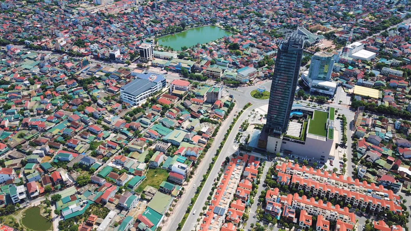 TP Hà Tĩnh nhìn từ trên cao.