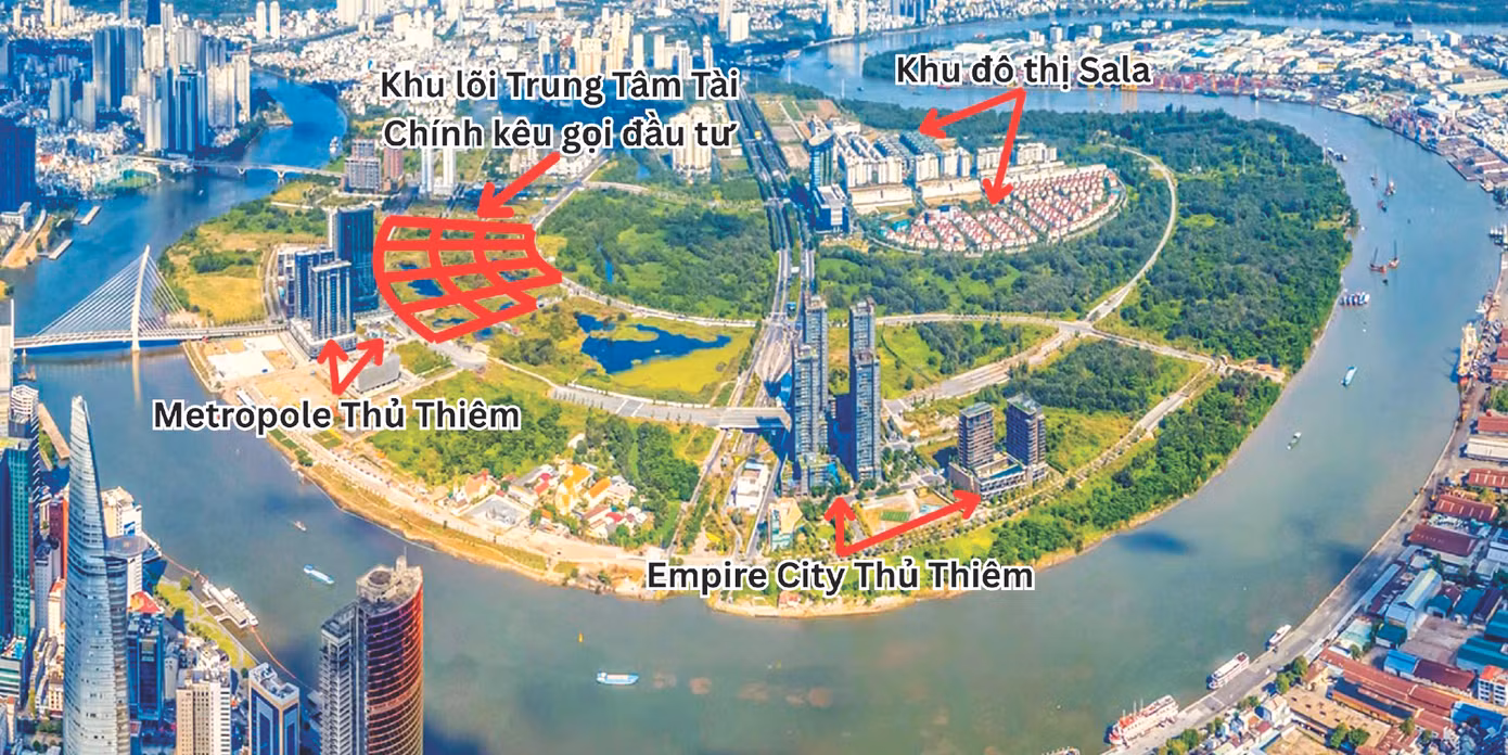 Vị trí xây dựng Trung tâm tài chính TPHCM ở Khu đô thị mới Thủ Thiêm Vị trí xây dựng Trung tâm tài chính TPHCM ở Khu đô thị mới Thủ Thiêm