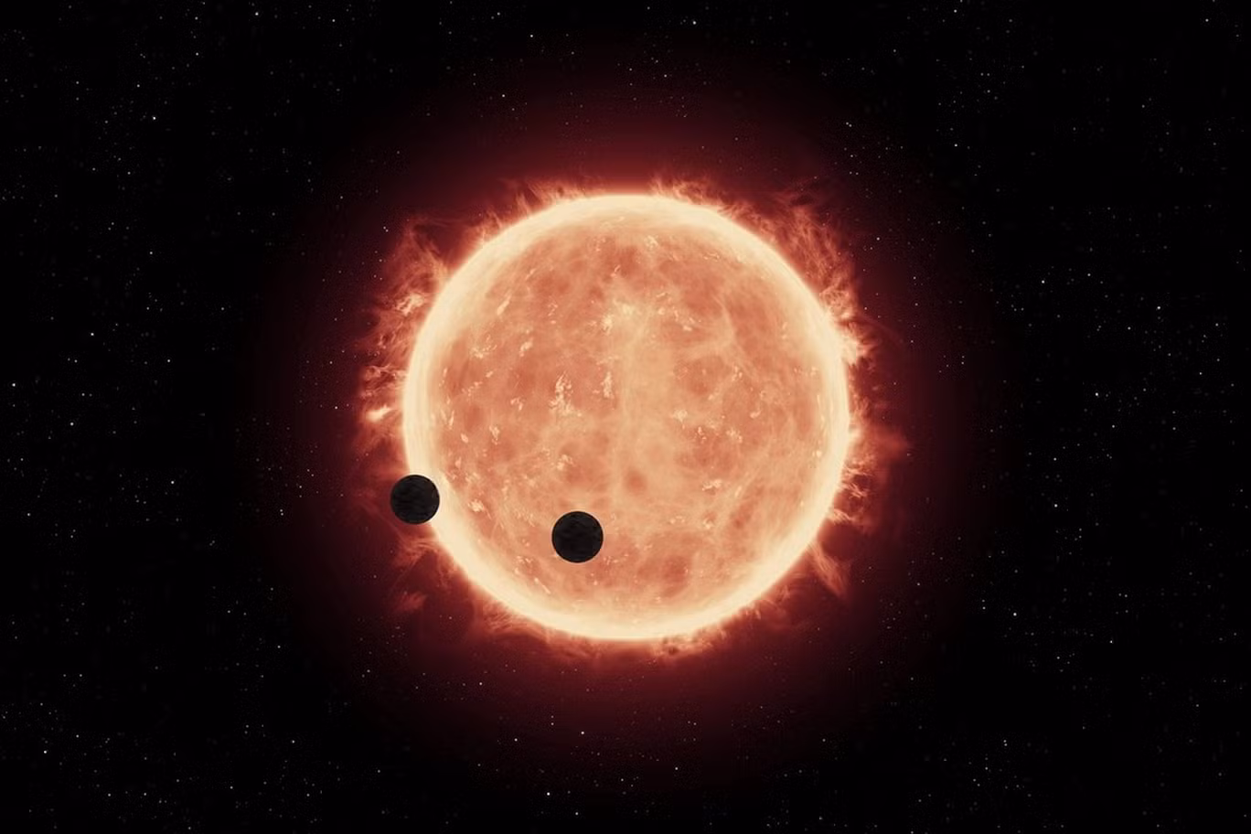 Hai ngoại hành tinh Trappist-1 đi qua ngôi sao của chúng (Ảnh minh họa)